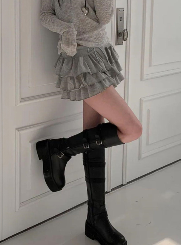 インパン付きティアードスウェットミニスカート