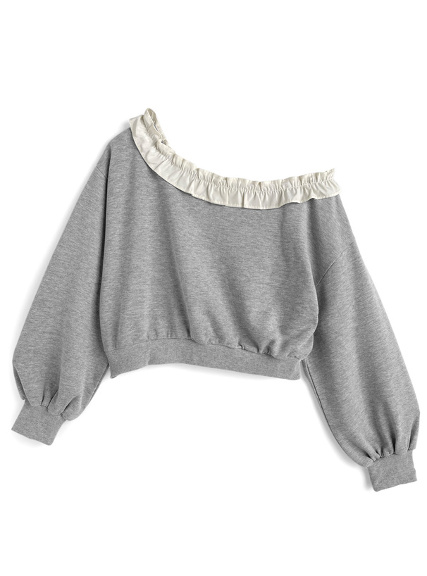 ワンショルダーフリルスウェットトップス[pm740] | レディース