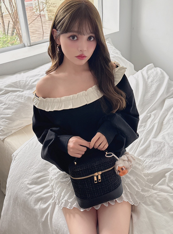 ワンショルダーフリルスウェットトップス[pm740] | レディース