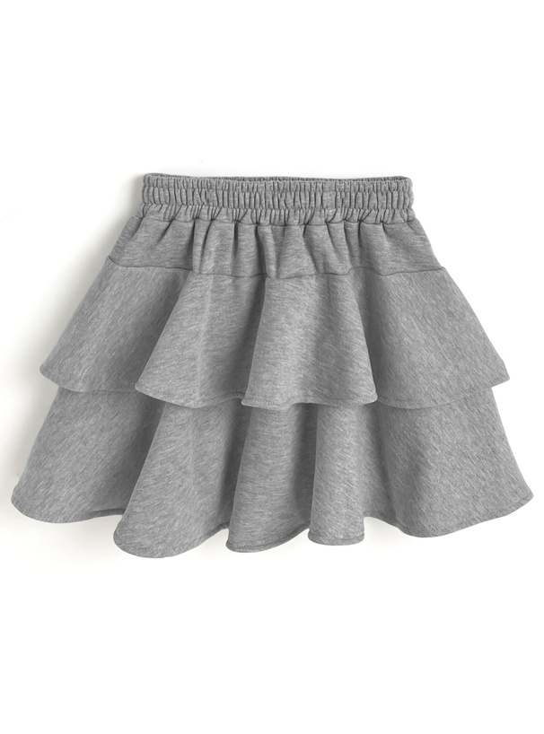 サイドラインフリルパーカー×ティアードミニスカートスウェット