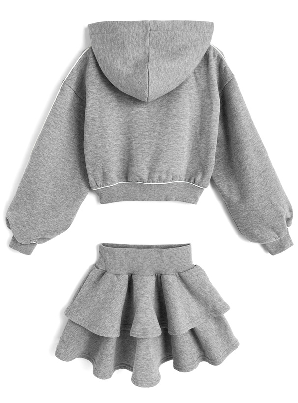 スウェットパーカー×ティアードミニスカートセットアップ[pm745