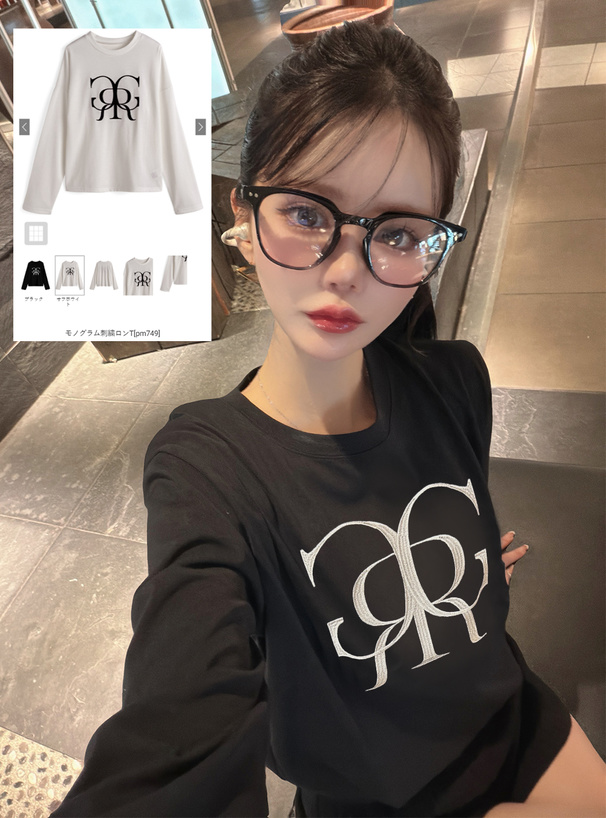 モノグラム刺繍ロンT