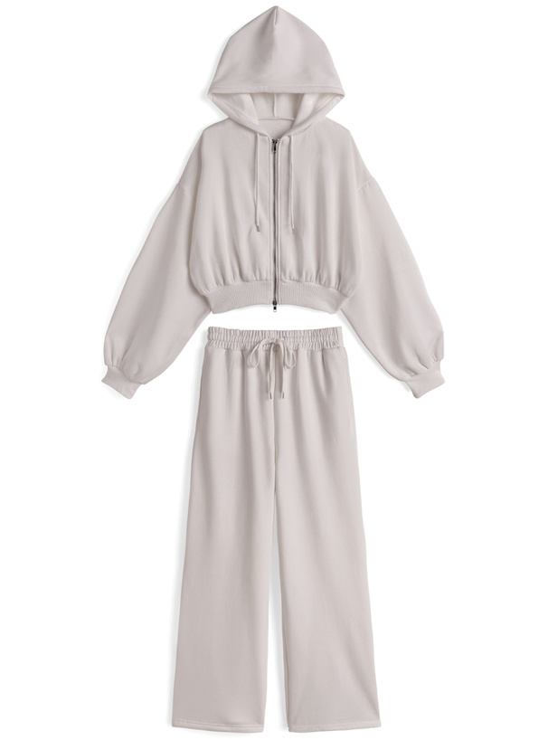 ガッチャ　スウェット　セットアップ　2wayパーカー　パンツ　グレー　XL ダブルジップパーカー×ワイドパンツスウェットセットアップ[pm752