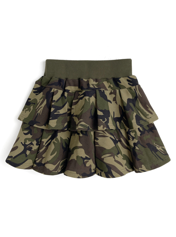 インパン裏地付きカモフラージュ柄スウェットティアードミニスカート[pm755]
