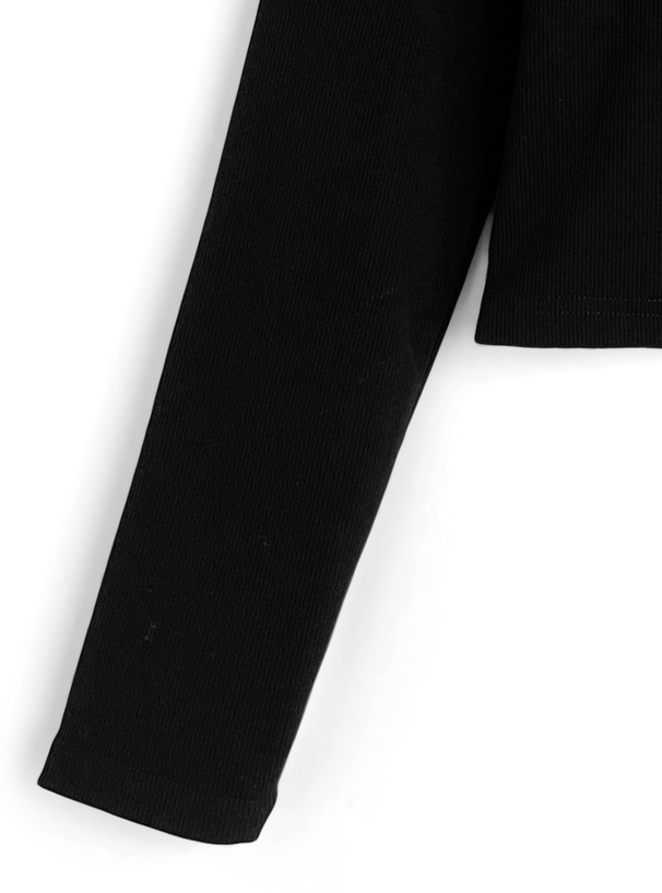 キャミレイヤード風リボンリブトップス