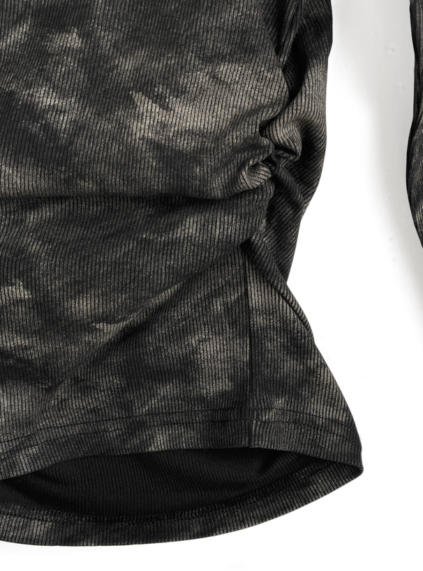 クロスロゴプリントギャザーリブトップス