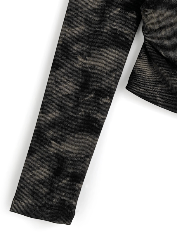 クロスロゴプリントギャザーリブトップス