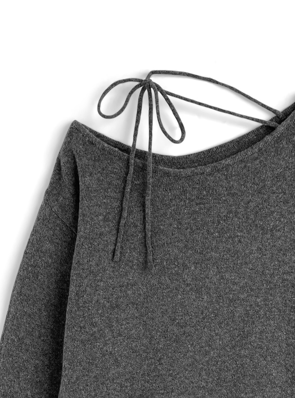 ワンショルダーリボンニットワンピース