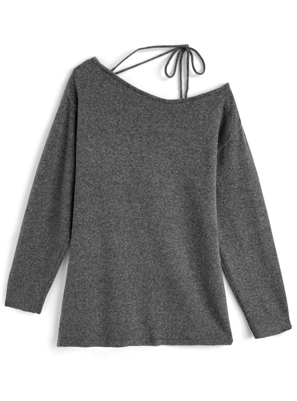 ワンショルダーリボンニットワンピース