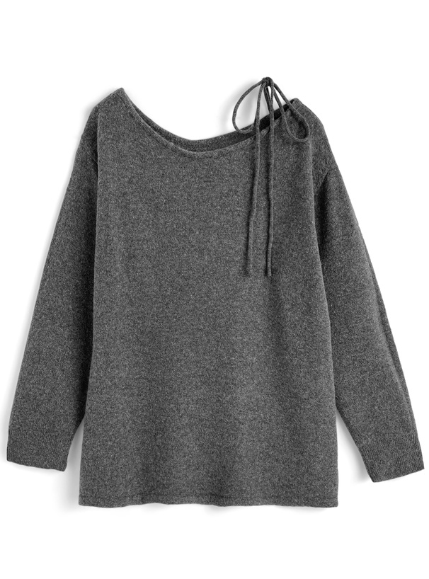 ワンショルダーリボンニットワンピース