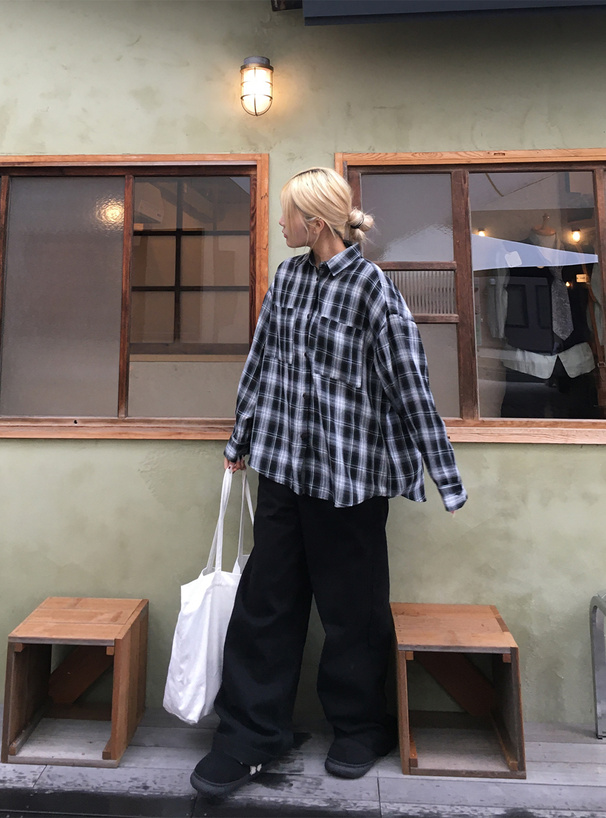 チェック柄オーバーシャツ