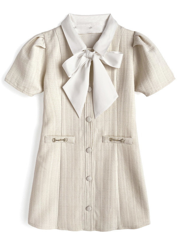 3Wayリボン・襟付きツイードミニワンピース