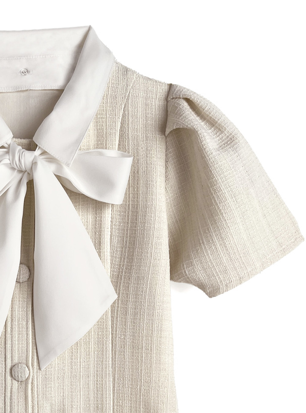 3Wayリボン・襟付きツイードミニワンピース