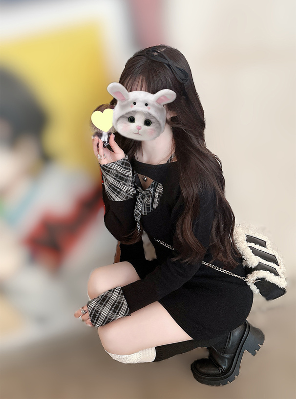 チェック柄フロントオープンリボンミニワンピース[pm784] | レディース