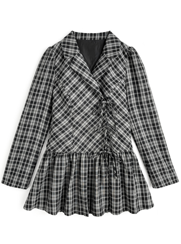 チェック柄ジャケットミニワンピース[pm787]