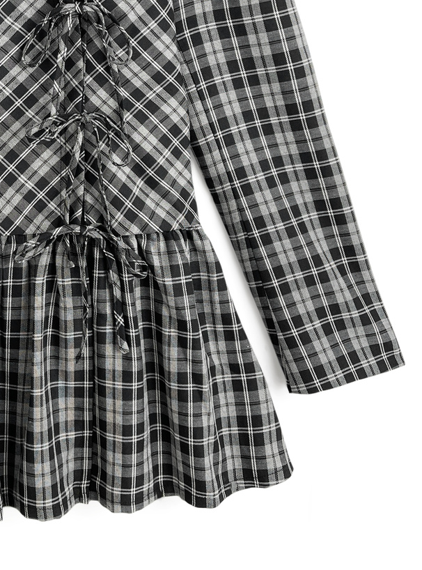 チェック柄ジャケットミニワンピース[pm787] | レディースファッション