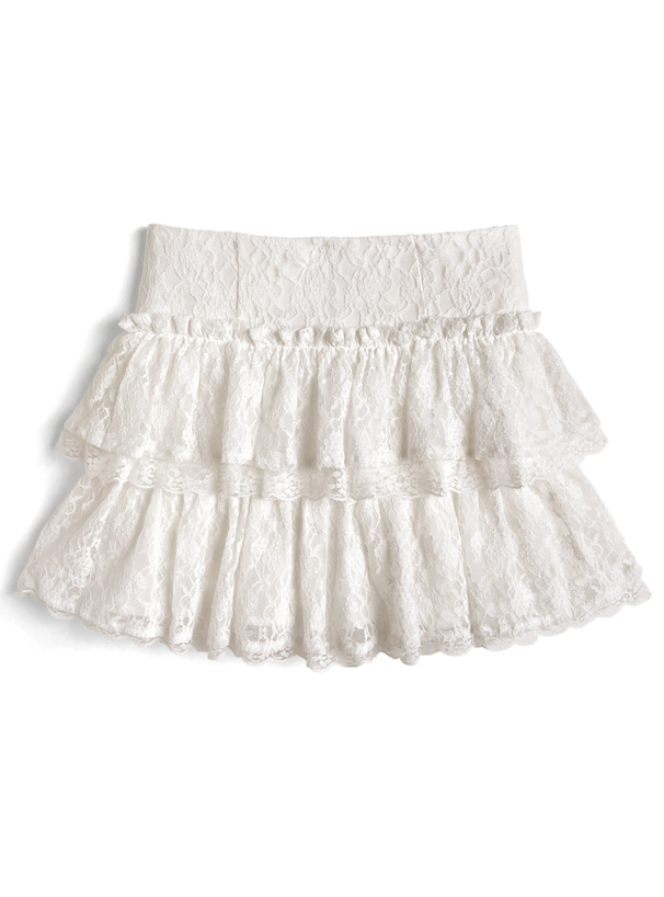 インパン裏地付きティアードフリルレースミニスカート[pm789
