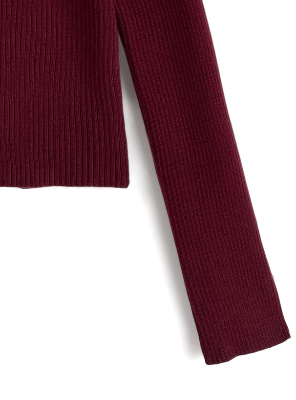 パールフリルリブニットトップス