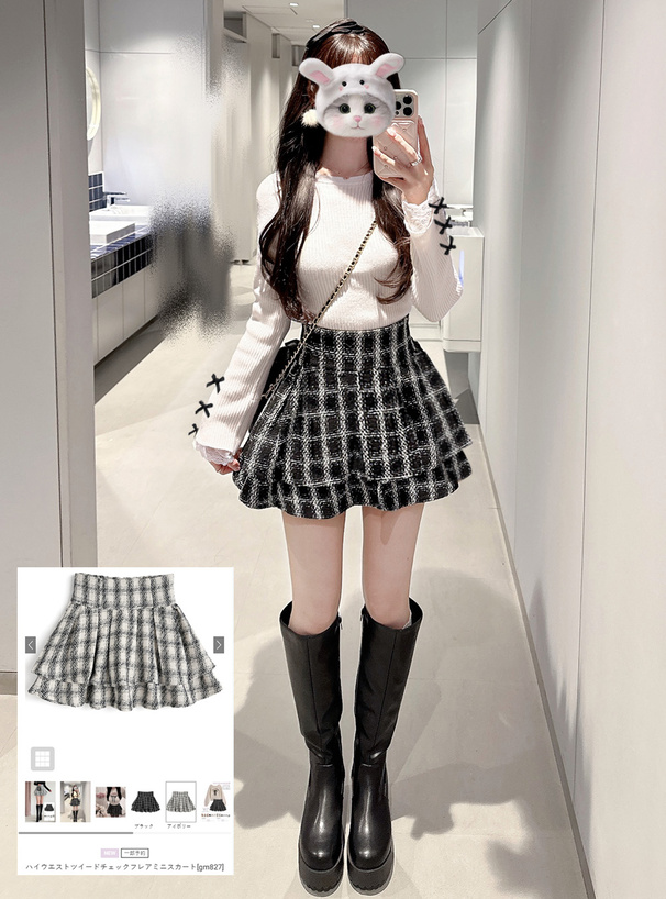 リボンレースリブニットトップス