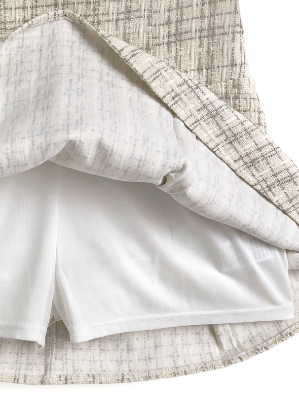 ファースリーブジャケット×ミニスカートツイードセットアップ