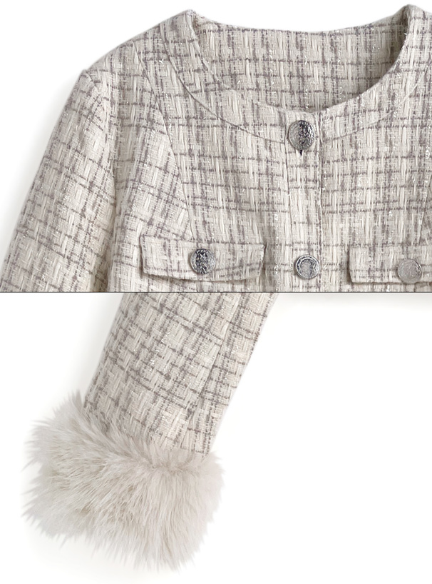 ファースリーブジャケット×ミニスカートツイードセットアップ