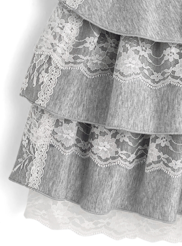インパン裏地付きティアードフリルレースミニスカート
