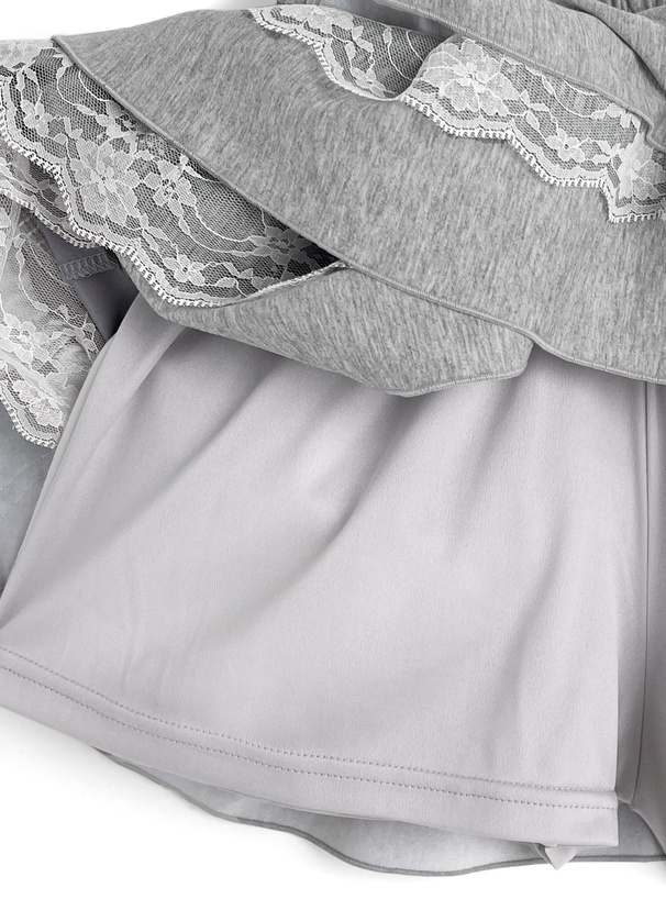 インパン裏地付きティアードフリルレースミニスカート