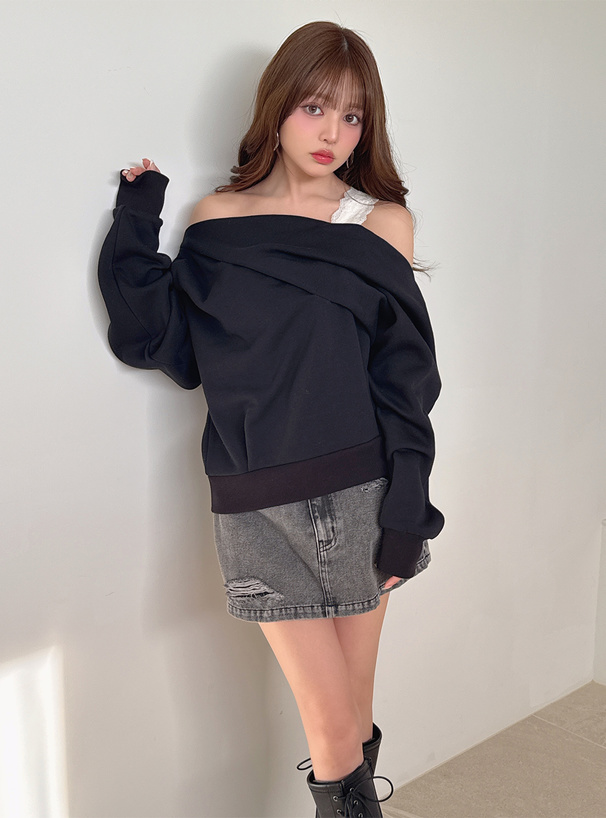 2Wayショルダーレースタックトップス