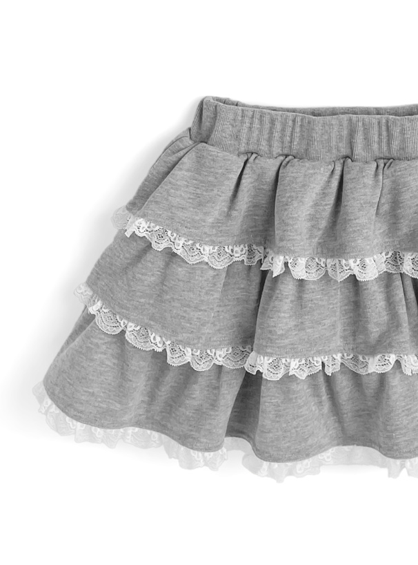 リボン付きワンショルダーレーストップス×ティアードフリルミニ