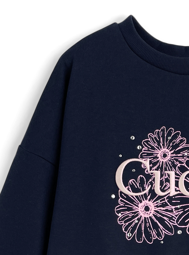 フラワープリントロゴ刺繍スウェットトップス[pm808] | レディース