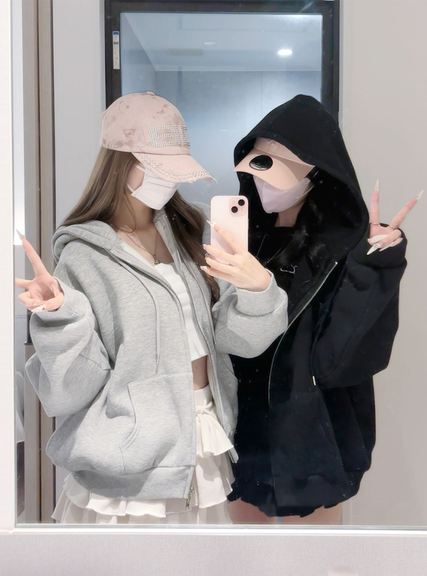 プレートダブルジップスウェットパーカー