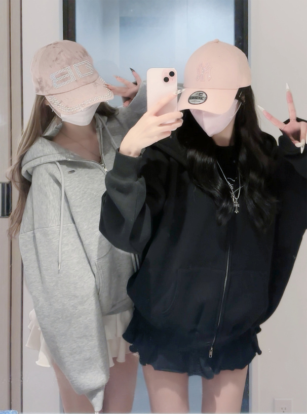 プレートダブルジップスウェットパーカー