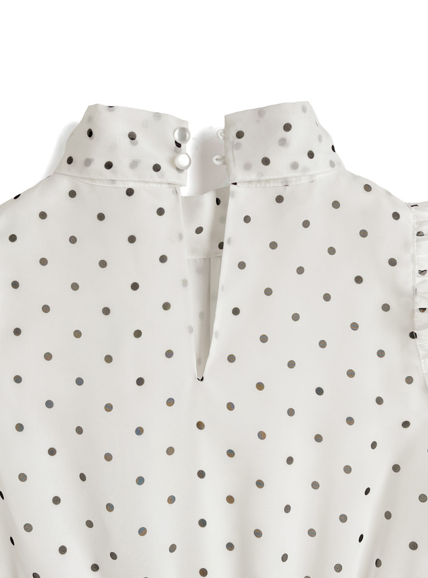 2Wayドット柄ショルダーオープンリボンミニワンピース