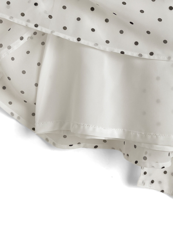 2Wayドット柄ショルダーオープンリボンミニワンピース