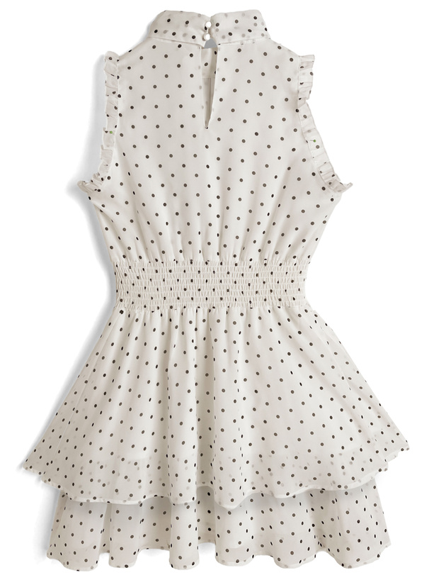2Wayドット柄ショルダーオープンリボンミニワンピース
