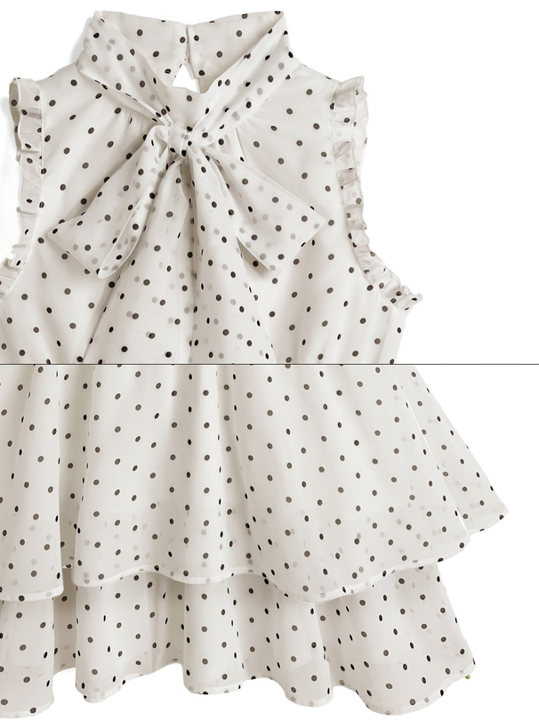 2Wayドット柄ショルダーオープンリボンミニワンピース