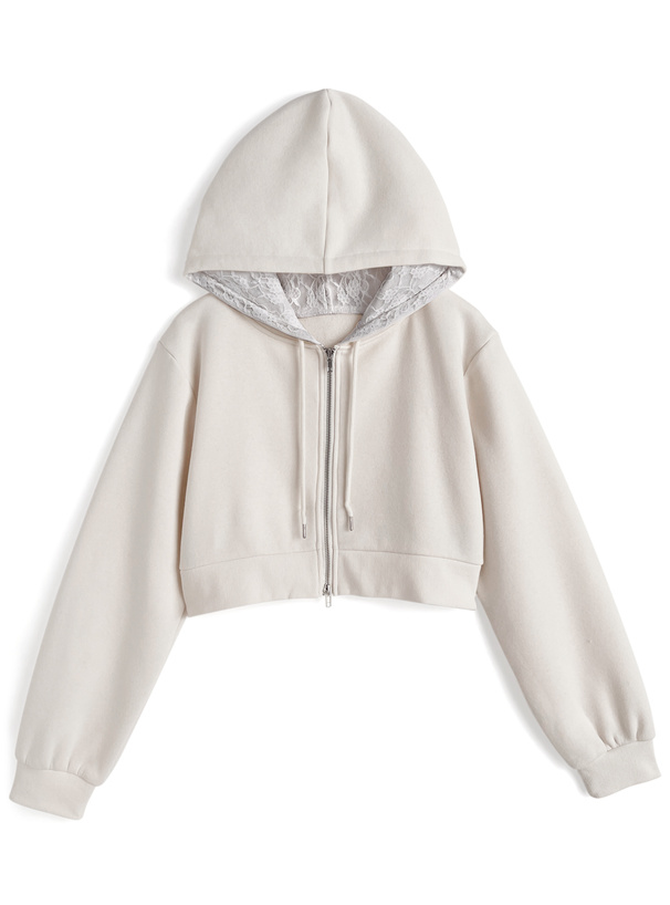 フードレースダブルジップスウェットパーカー