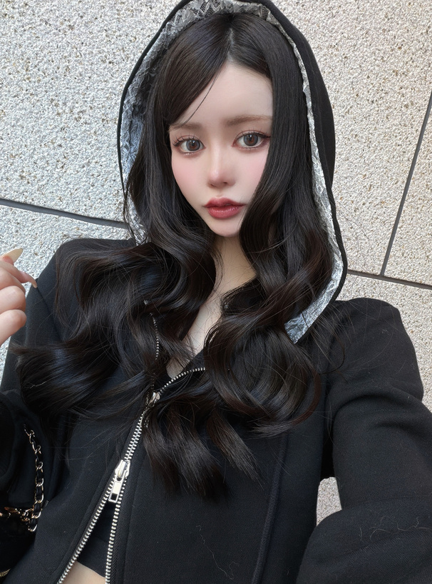 フードレースダブルジップスウェットパーカー