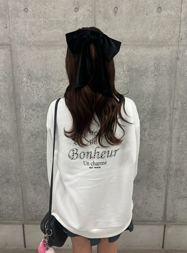 パールロゴプリントスウェットトップス