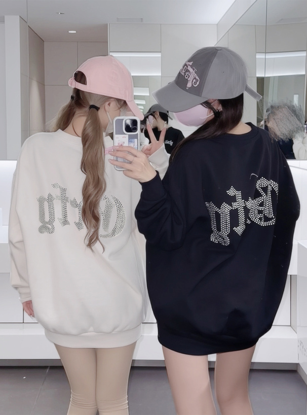 ラインストーンロゴスウェットトップス[pm822] | レディース