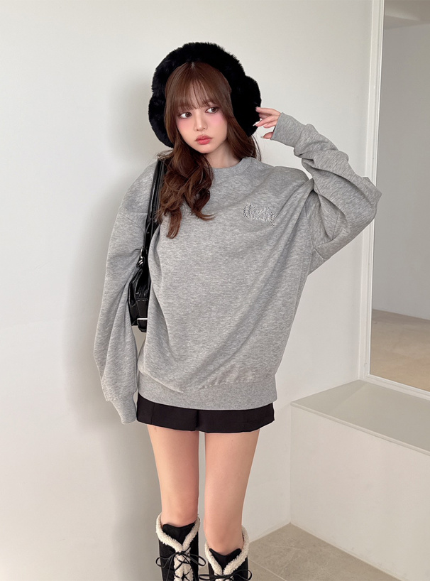 ラインストーンロゴスウェットトップス[pm822] | レディース