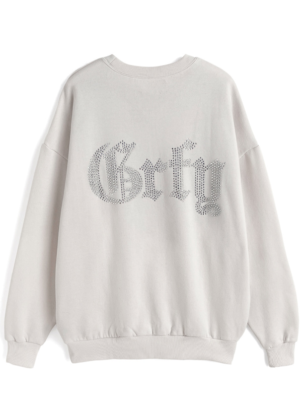 ラインストーンロゴスウェットトップス