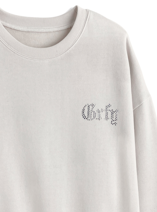 ラインストーンロゴスウェットトップス