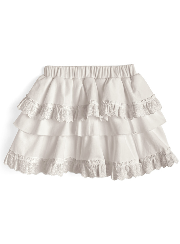 インパン裏地付きティアードフリルレースミニスカート