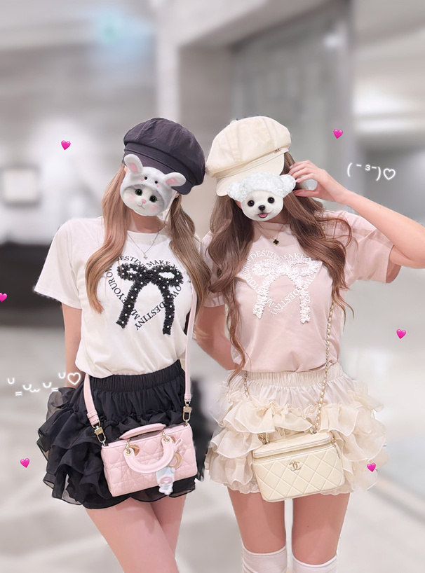 フリルリボンデザインTシャツ