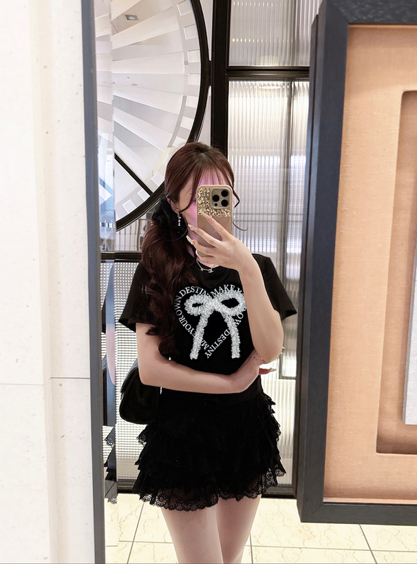 フリルリボンデザインTシャツ