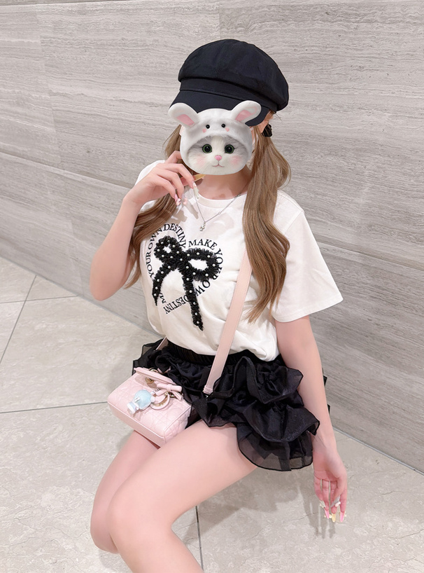 フリルリボンデザインTシャツ
