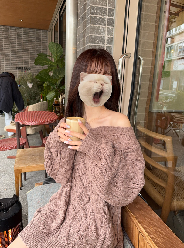 2Wayケーブル編みVネックニットトップス[pm843] | レディース