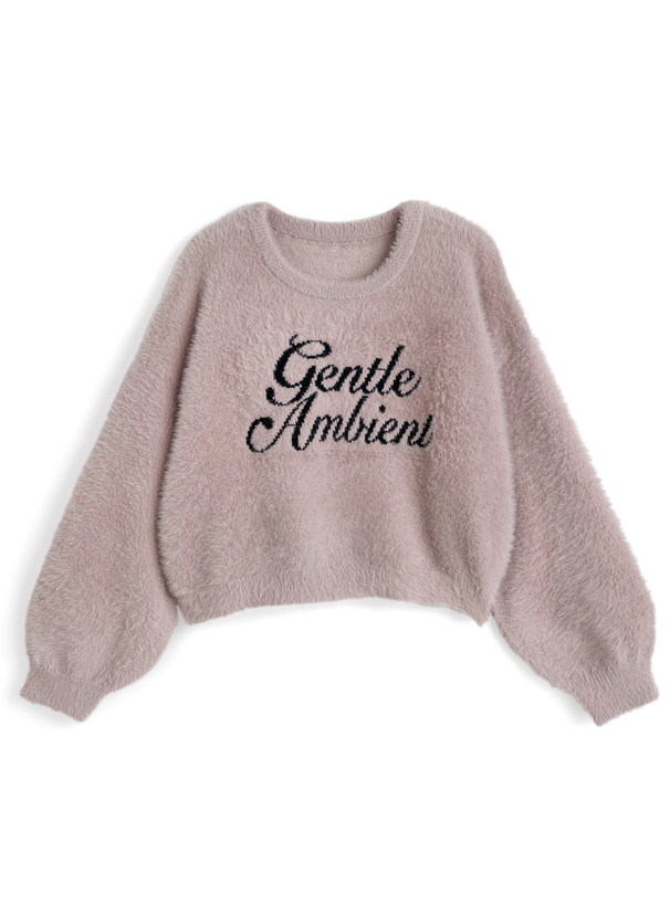 ロゴシャギーニットトップス