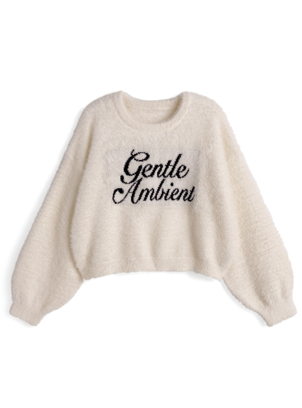 ロゴシャギーニットトップス